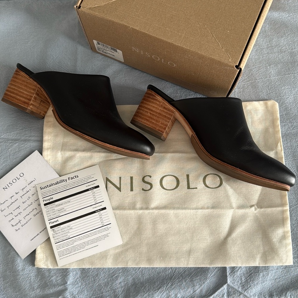 Nisolo All-Day Heeled Mule Black 9.5